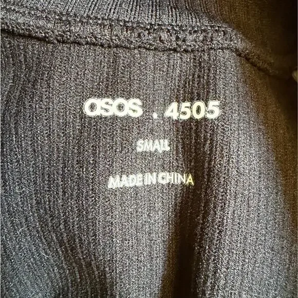 ASOS ribbed catsuit bodysuit 4505 seamless zip front all-in-one in black sz S - Picture 9 of 9